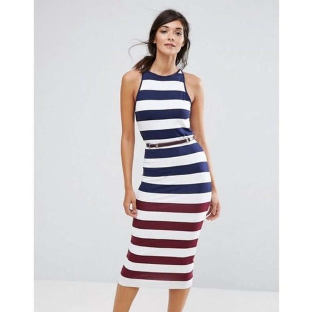 NWT Ted Baker London Yuni Rowing Stripe Dress Navy